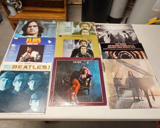 1960s & 70s Vinyl Records Lot - Rolling Stones, Janis Joplin, Beatles, Elvis, James Taylor, Simon & Garfunkel