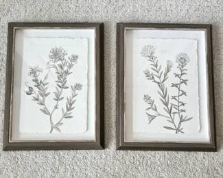  Set of Two Papercraft Art Pieces in Neutral tones with Metallic Accents - Framed Each 12" x 16
