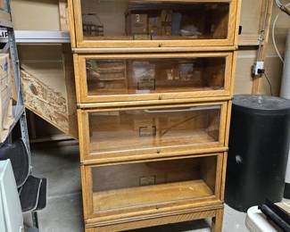 Antique Globe-Wernicke Barrister Bookcase – Oak Stacking 4-Section w/ Glass Fronts