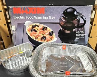 - Maxim Electric Food Warming Tray 21.5" x 11.75" Vintage in Box + Foil Pans
