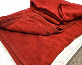 Large King Size Dark Red Heavy Weight Fleece Blanket with Pretty Edging "Columbine Cody" Brand