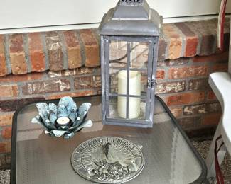  Metal Outdoor Decor Art - Lantern, Metal Tea Light older and Metal Sun Dial