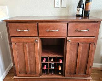  Wood Bar Cabinet Sideboard – 3 Drawers, 2 Cabinets, 9-Bottle Wine Storage, 36.5” Tall