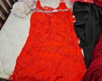  Halloween Costume Lot - Ladies Flapper Dress, Vampire Cape and Lots of Accessories
