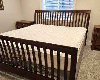  King Size Cherry Wood Bed Frame – Slat Headboard & Footboard with Side Rails