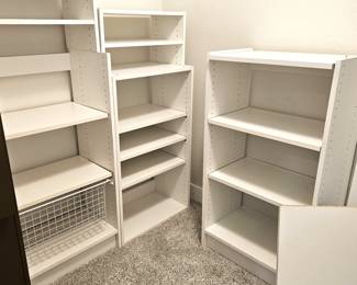  Lot of White Storage Shelves - Adjustable Shelves, Wire Basket, Use to Fit your Needs