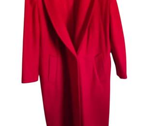 Womens Vintage Red 100 Wool Coat Measurements In Description