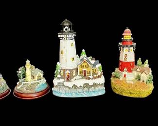 Collection Of Battery Operated Decorative Lighthouse Figurines