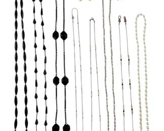 Elegant Black, White, GoldToned Costume Jewelry Faux Pearl Necklaces More