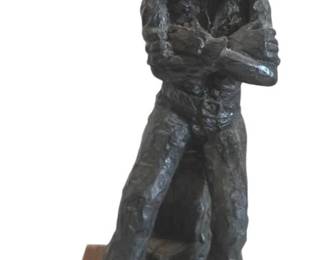 Coal Miner Figurine By J. Kourey 1975 From Carved Coal