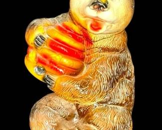 Antique Savings Bank Plaster Bear W Beehive