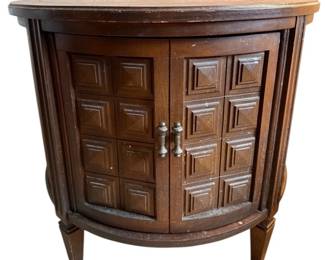 MidCentury Round End Table Cabinet
