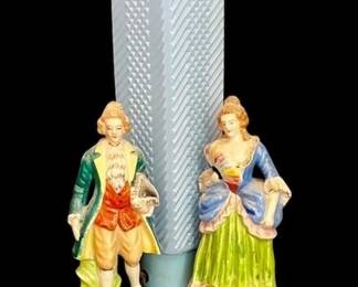 Vintage 1930s Blue Glass Tabletop Lamp