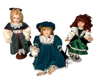 Three Porcelain Dolls Kathleen From Georgetown Collection, Doll With Animatronic Arms
