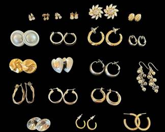 Gold SilverToned Costume Earrings