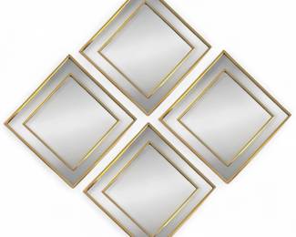 Hollywood Regency GoldToned Diamond Wall Mirrors