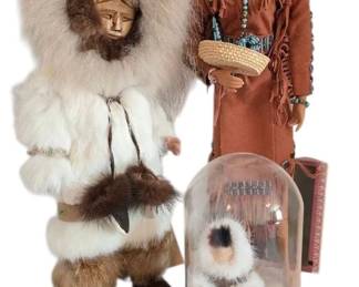 Vintage Native American Girl Porcelain Doll Promise Of The Rich Earth Two Eskimo Dolls
