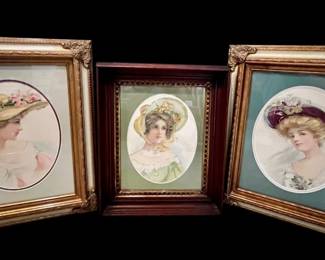Three Framed Vintage Portraits Of Women