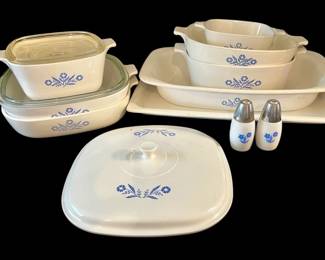 007 Corningware Blue Cornflower Baking Dishes and SP Shakers