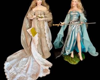 Two Franklin Mint Camelot Collection Dolls Lady Of The Lake Queen Mab