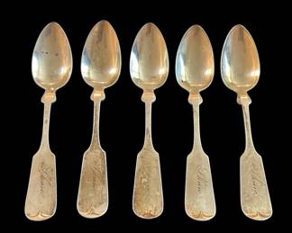 003 Five Sterling Silver W H Spoons 100.38g Total