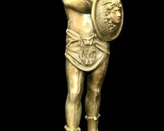 002 Bronze Statue of Roman Gladiator with Marble Base