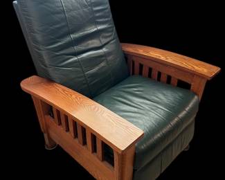 Green Genuine Leather Armchair