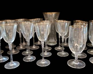 Mikasa GoldRimmed Crystal Drinking Glasses Vase 25 Pieces
