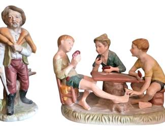 Ceramic Figurines The Cheaters Old Man With Deer