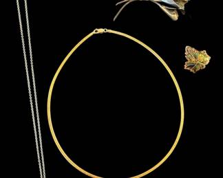 Sterling Silver Necklaces, Brooch, Single Earring 27.00g Total