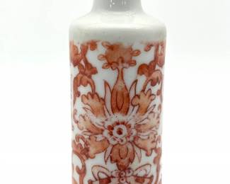 7 RedIronPaintedCeramicSnuffBottlewithRedJasperLid