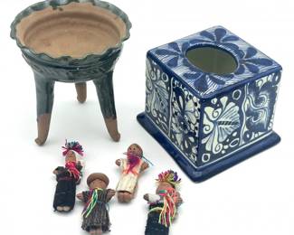 25 MexicanFolkClayArtChamulaDollsCopaleroTissueBox