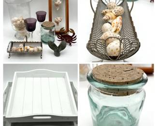 84 BeachyDecorationLotFeaturingFourWhiteWoodServingTrays