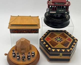 24 WorkingWoodenandCeramicMusicBoxesfromAroundtheWorld