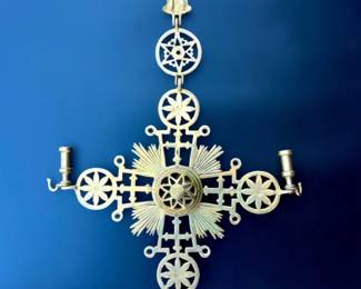 46 ByzantineBrassCrossStyledHangingCandleHolder