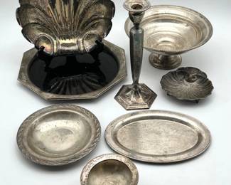 89 CollectionofSilverPlatePiecesFeaturingBowlsPlattersCandlestick