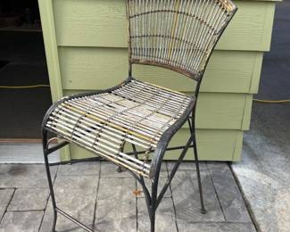 109 RusticIronAndBambooBarHeightChair