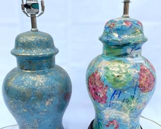 98 TwoCraftPaintedCeramicLamps