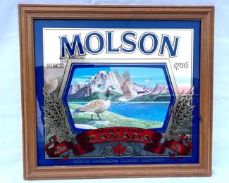 66 MolsonBeerLagerPromotionalOakFramedBarMirror