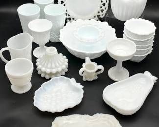 76 VintageandAntiqueMilkGlassLot