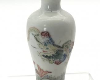 17 CeramicDragonSnuffBottlewithPaleGreenNephriteJadeTop