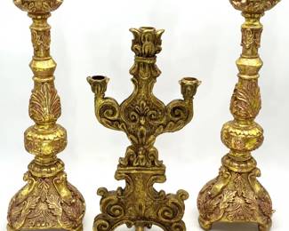56 OrnateFauxGoldTaperedCandleHolders