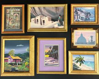 85 SmallGoldFramedArtfromAroundtheWorldSetof7Paintings