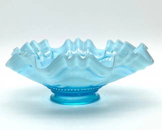 78 JeffersonGlassAstroBlueAntiqueRuffleGlassBowl