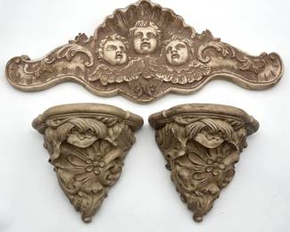 117 RococoStyledCherubArtandWallMountShelves