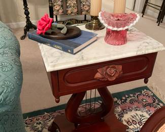 1of 2 marble top tables 