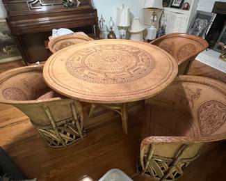 Leather top table and 4 chairs 