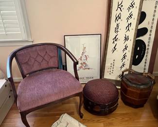 Side chair, artwork and decor