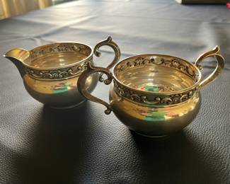 Sterling silver creamer and sugar.