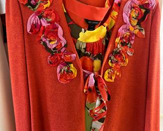 St. John knit floral cardigan, size M.